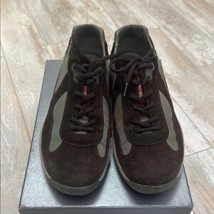 Prada American cups Men's Brown Suede Sneakers